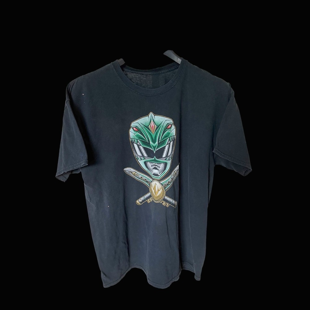 Power Rangers Green Ranger Tee Black T-Shirt Dragon Dagger Large
